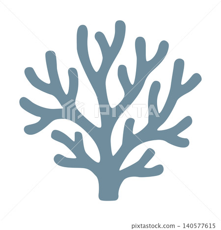 Coral Design in a Simple Style With Branches in Blue Color Coral Design in a Simple Style With Branches in Blue Color 140577615