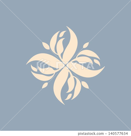 Elegant abstract botanical ornament featuring stylized leaves and floral elements Elegant abstract botanical ornament featuring stylized leaves and floral elements 140577634
