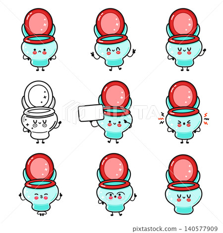 Cute toilet character expression collection set Cute toilet character expression collection set 140577909