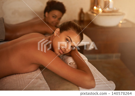 Portrait, spa and massage with women, wellness and hospitality industry with hotel and vacation. Face, best friends and girls on a table, stress relief and luxury with holiday and customer with peace Portrait, spa and massage with women, wellness and hospitality industry with hotel and vacation. Face, best friends and girls on a table, stress relief and luxury with holiday and customer with peace 140578264
