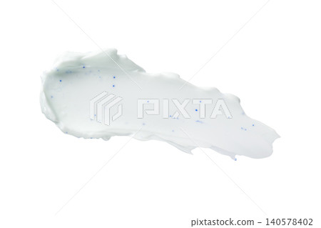 White face cream swatch isolated on white background. Thick cosmetic moisturizer smear close up. Skincare product sample. White face cream swatch isolated on white background. Thick cosmetic moisturizer smear close up. Skincare product sample. 140578402