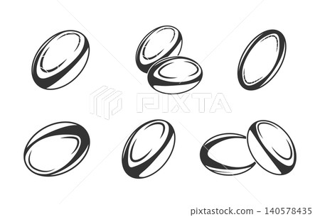 Rugby ball svg set, Rugby ball silhouette collection, Rugby ball clipart, Rugby ball vector icon. 140578435