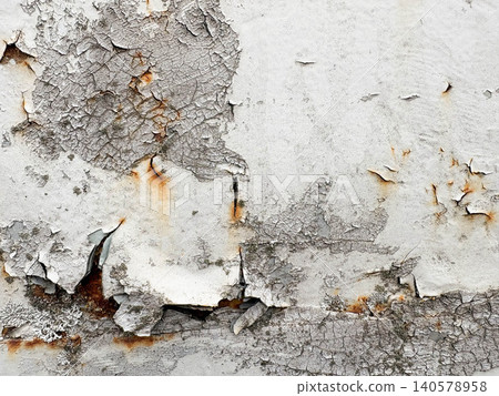 Abstract aged background. Layers of old, white-grey paint are extensively cracked Abstract aged background. Layers of old, white-grey paint are extensively cracked 140578958