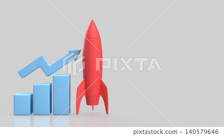 Rocket Launch And Rising Chart For Business Growth 3d render. Rocket Launch And Rising Chart For Business Growth 3d render. 140579646