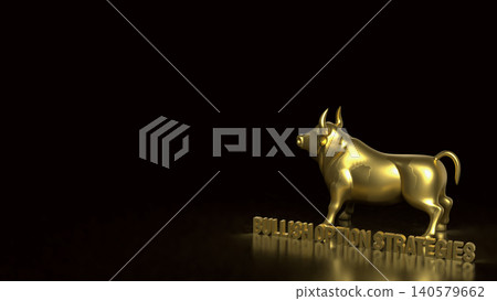 Golden Bullish Option Strategies Investment Concept Display 3d render. Golden Bullish Option Strategies Investment Concept Display 3d render. 140579662