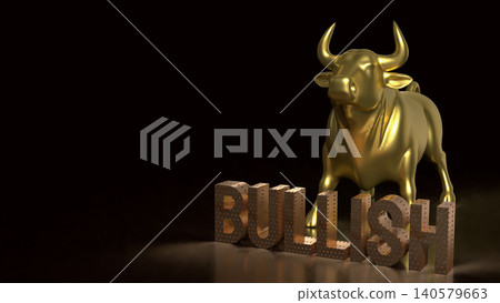 Golden Bullish Market Symbol On Dark Background 3d render. Golden Bullish Market Symbol On Dark Background 3d render. 140579663