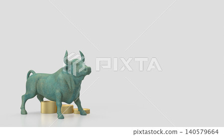 Bull Market Wealth Concept With Coins On White Background 3d render. Bull Market Wealth Concept With Coins On White Background 3d render. 140579664