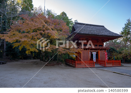 The gate tower and autumn leaves of Rokuden Shrine (Kumamoto City) The gate tower and autumn leaves of Rokuden Shrine (Kumamoto City) 140580399