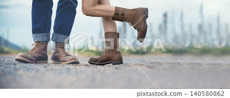 Banner Woman traveller walking on road relaxation. Women wear sneaker shoes walking summer park. Females standing green park on forest pathway outdoors. Traveler relaxing walk way with copy space Banner Woman traveller walking on road relaxation. Women wear sneaker shoes walking summer park. Females standing green park on forest pathway outdoors. Traveler relaxing walk way with copy space 140580862