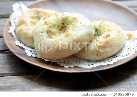 Gluten-free homemade cheese bread made with rice flour and tofu 140580979
