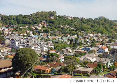 Panoramic view of residences in the city of Gramado, RS, Brazil. Cityscape Panoramic view of residences in the city of Gramado, RS, Brazil. Cityscape 140581045