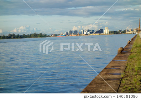 lake Guaiba waterfront in Porto Alegre, RS, Brazil. or Orla do Guaiba lake Guaiba waterfront in Porto Alegre, RS, Brazil. or Orla do Guaiba 140581086