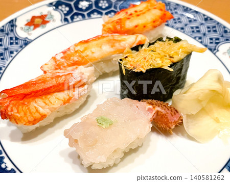 Assortment of fresh crab sushi from Hokkaido Assortment of fresh crab sushi from Hokkaido 140581262