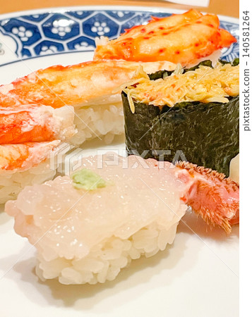 Assortment of fresh crab sushi from Hokkaido Assortment of fresh crab sushi from Hokkaido 140581264