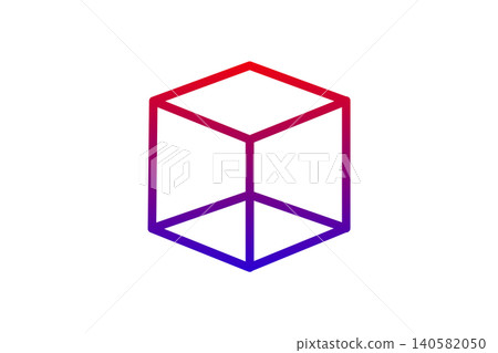 Minimal Gradient Outline Cube Icon Representing Geometry, Design, Technology And Modern Concept 140582050