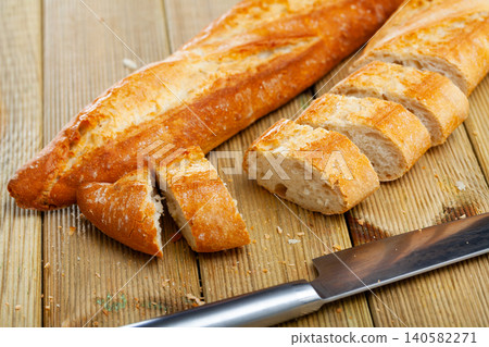 French loaves with chopped slices 140582271