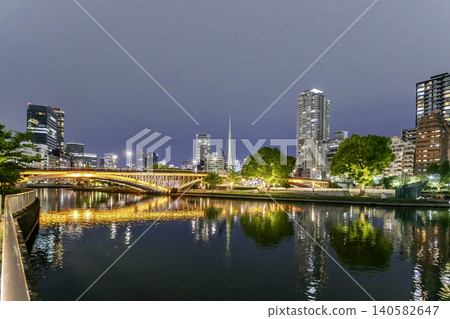 Osaka night view, Tenjinbashi, Osaka City, Osaka Prefecture Osaka night view, Tenjinbashi, Osaka City, Osaka Prefecture 140582647