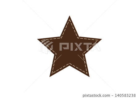 Flat brown five-point star with visible stitch lines resembling a sewn badge or patch, centered; minimalist, rustic craft and emblem concept suitable for logos, labels, and design Flat brown five-point star with visible stitch lines resembling a sewn badge or patch, centered; minimalist, rustic craft and emblem concept suitable for logos, labels, and design 140583238