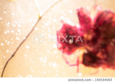 模糊的紋理、壓花、樹葉和新鮮植物漂浮在水面上。 模糊的紋理、壓花、樹葉和新鮮植物漂浮在水面上。 140584005