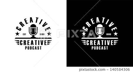 Creative podcast logo design vector Creative podcast logo design vector 140584306
