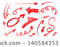Vector Pen Hand Drawn Arrows Set Red 140584353