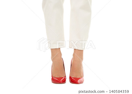 Woman wears red heels standing with feet side by side, PNG Woman wears red heels standing with feet side by side, PNG 140584359
