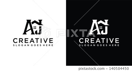AJ or JA letter logo design with home vector design AJ or JA letter logo design with home vector design 140584450