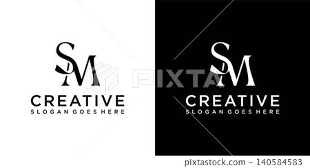 SM or MS initial letter logo design vector 140584583