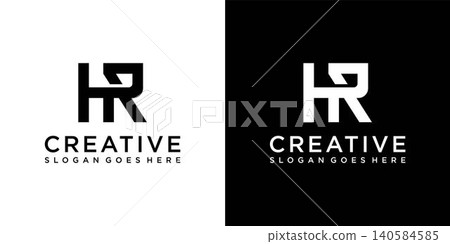 HR or RH initial letter logo design vector 140584585