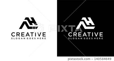 AH or HA initial letter logo design vector concept 140584649