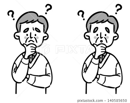 Senior man with a questioning expression, upper body, vector (monochrome) Senior man with a questioning expression, upper body, vector (monochrome) 140585650