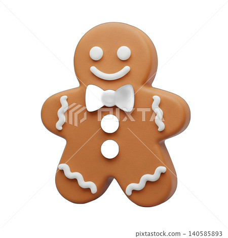 Charming Gingerbread Man with Bow Tie on Black Background Charming Gingerbread Man with Bow Tie on Black Background 140585893