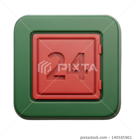 3D Render of Square Icon with Number Twenty Four 3D Render of Square Icon with Number Twenty Four 140585901