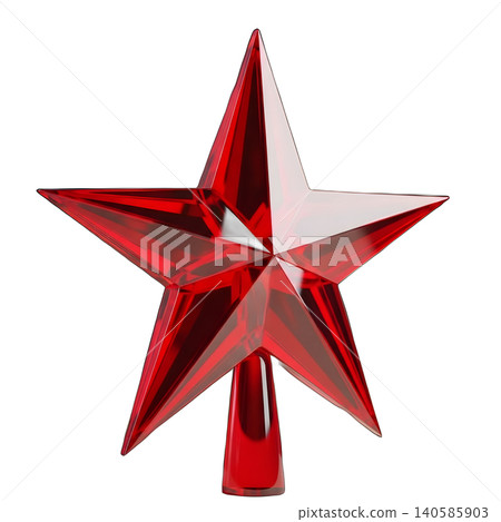 Elegant red glass star tree topper on a black background Elegant red glass star tree topper on a black background 140585903