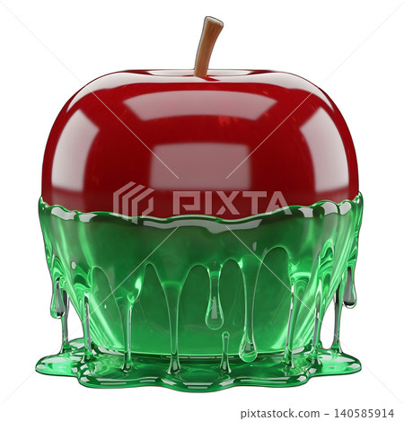 Enchanting candy apple with green caramel isolated on black background. Enchanting candy apple with green caramel isolated on black background. 140585914