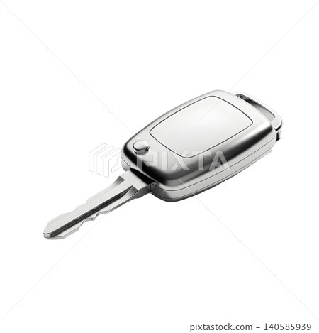 Sleek metallic car key on a black background, isolated, minimalist Sleek metallic car key on a black background, isolated, minimalist 140585939