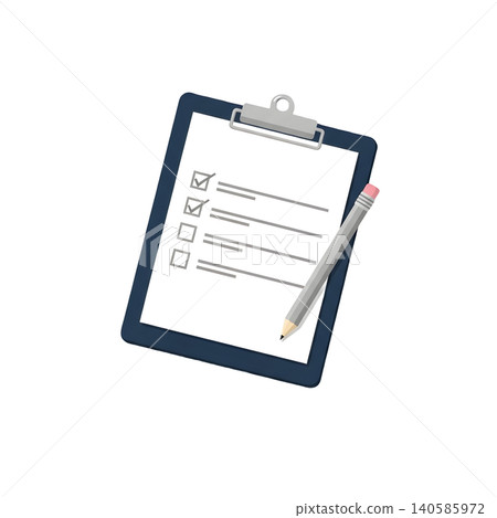 Checklist on clipboard with pencil illustration on black background Checklist on clipboard with pencil illustration on black background 140585972
