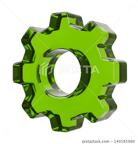 Green transparent gear wheel, isolated on black background, 3D render Green transparent gear wheel, isolated on black background, 3D render 140585980