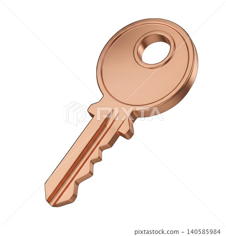 Modern copper key isolated on black, security and access concept. 140585984