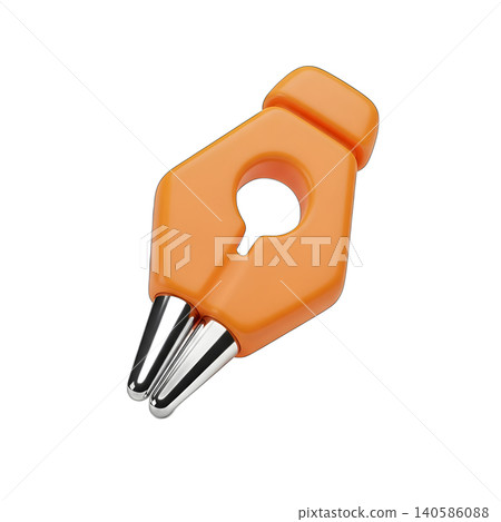 Orange and silver fountain pen on a black background. 140586088
