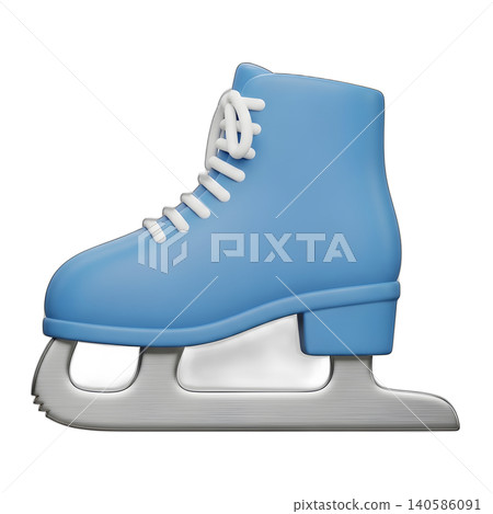 Light Blue Ice Skate with White Laces on Black Background Light Blue Ice Skate with White Laces on Black Background 140586091