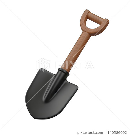 Illustration of a shovel with wooden handle and black blade Illustration of a shovel with wooden handle and black blade 140586092