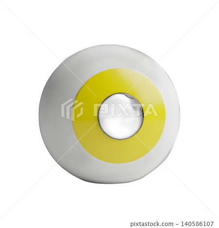 Eye with yellow iris on a black background, 3D render. 140586107