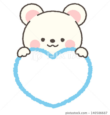 Polar bear peeking out from above the heart 140586687