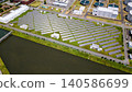 [Aerial view] Mega solar power plant, renewable energy infrastructure facility 140586699