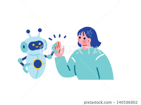 一位女性使用人工智慧的插圖 一位女性使用人工智慧的插圖 140586802