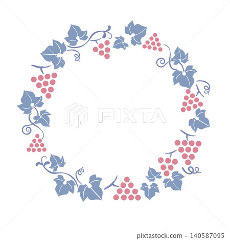 A simple and pop retro-style round frame with grapes. A simple and pop retro-style round frame with grapes. 140587095