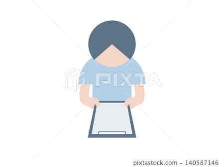 Illustration of a person checking documents Illustration of a person checking documents 140587146