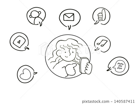 People enjoying social media on their smartphones (monochrome) People enjoying social media on their smartphones (monochrome) 140587411