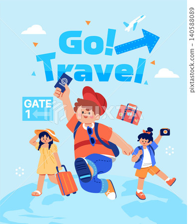 Joyful summer travel leisure illustration Joyful summer travel leisure illustration 140588089